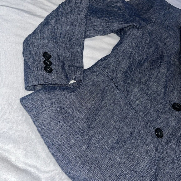 Banana Republic Sz 2 Linen Blend Blue 2 Button Blazer - Picture 4 of 9